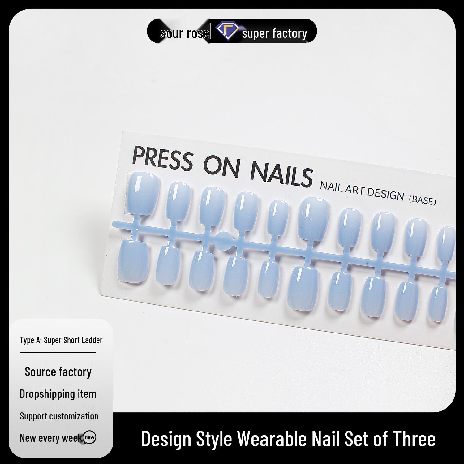

Monet Blue Textured Nail Tips - Semi-finished, High-End, Wearable Stickers