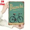 Vintage Bianchi Bicycle Iron Wall Art Sign  Retro Teal  Golden Metal Decor   Rustic Garage Cafe Bar Home Decor No Electr