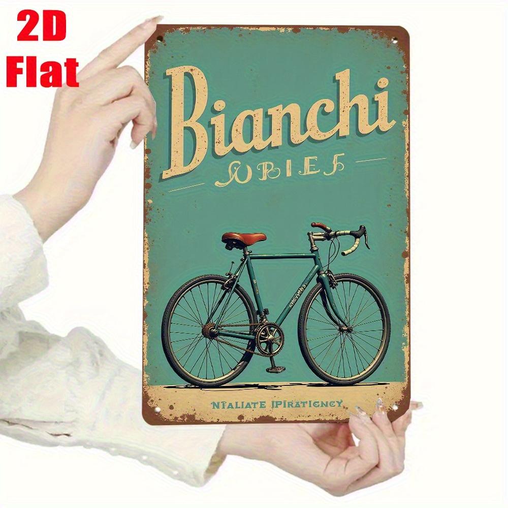 

Vintage Bianchi Bicycle Iron Wall Art Sign Retro Teal Golden Metal Decor Rustic Garage Cafe Bar Home Decor No Electr 20x30cm（7.8x11.8inch）