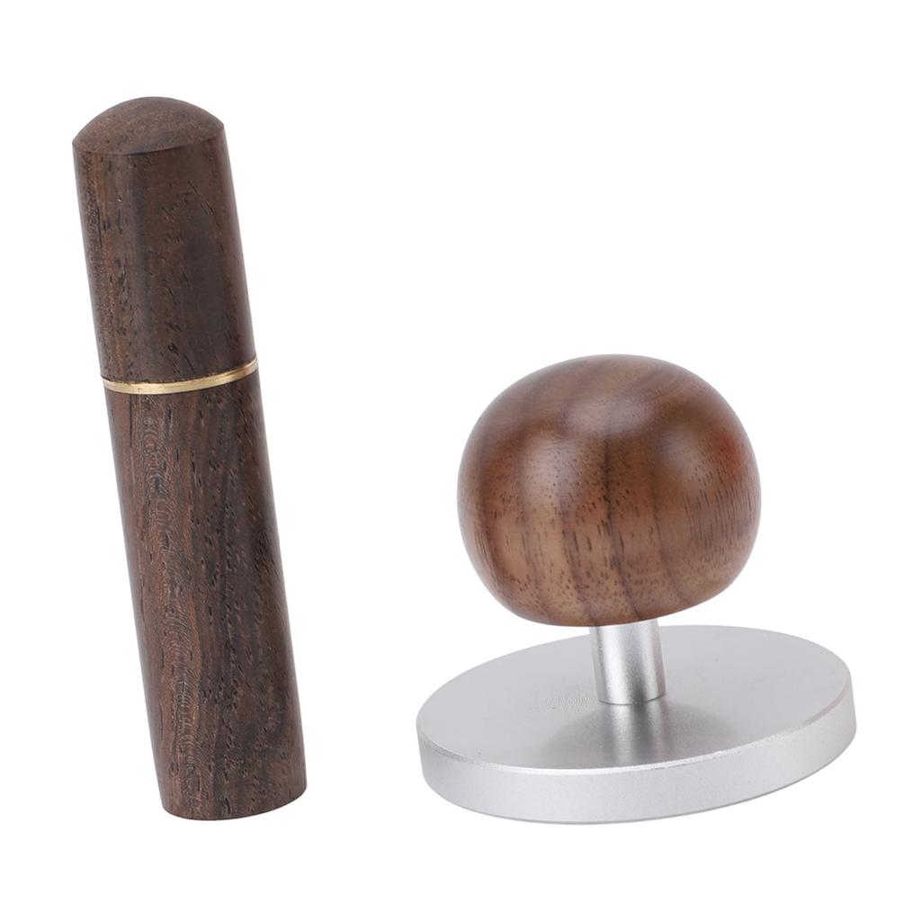 Coffee Tamper Coffee Distribution Tool with Wooden Round Handle Stainless Steel Base