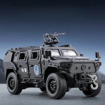 1:32 Warriors Armored Police Car Alloy Car Model Pull Back Sound And Light Sound Effects Boy Toys Diecast Alloy Car Model