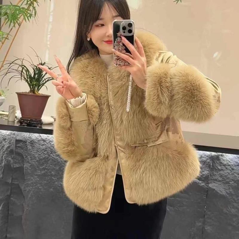Real Hair Haining Winter New Coat Fox Fur Coat Goose Down Jacket Women