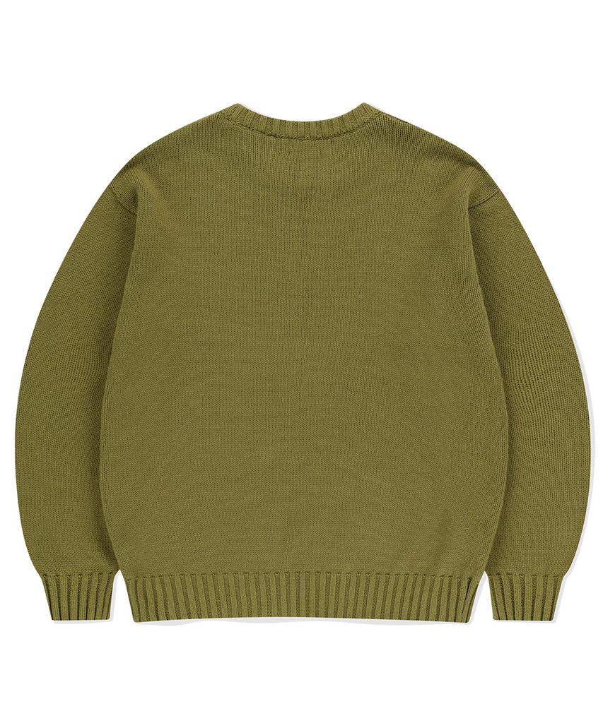 MAHAGRID Mgd Cowboy Knit Sweater Olive(Mg2Efmk604A)