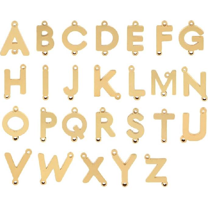 26pcs 18k Gold Filled Letter Charms,Initial Charms,Letter Pendants for DIY Bracelet Necklace Jewelry Making