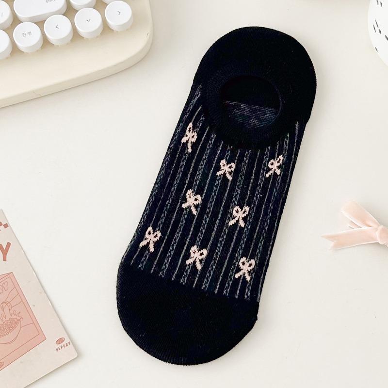 Women's Summer Thin Lovely Bow Mesh Cotton Shallow Mouth Invisible Socks