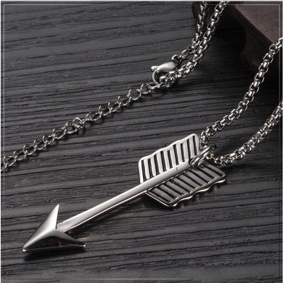 Vintage Titanium Steel Arrow Pendant, New Bow and Arrow Mens Necklace