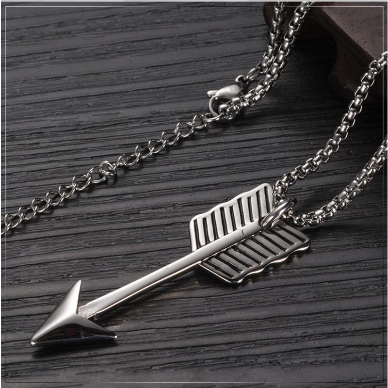 

Vintage Titanium Steel Arrow Pendant, New Bow and Arrow Mens Necklace