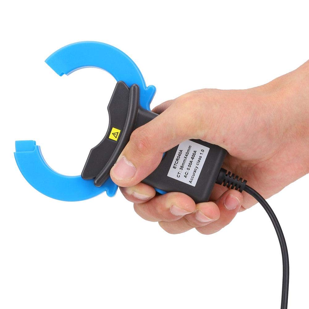 0.01A-500A AC Current Sensor, Clamp Current Transformer, for Electrical Industry, No Power Off, Easy CT Installation, Blue BNC Plug (ETCR040A)