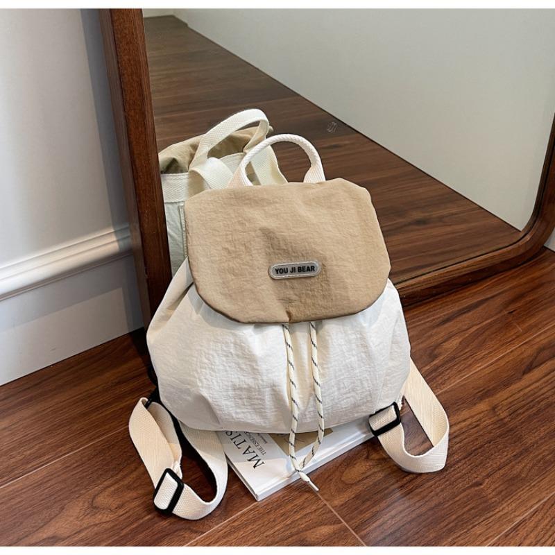 

Lightweight nylon backpack, new large-capacity lazy contrasting color splicing tote bag хаки