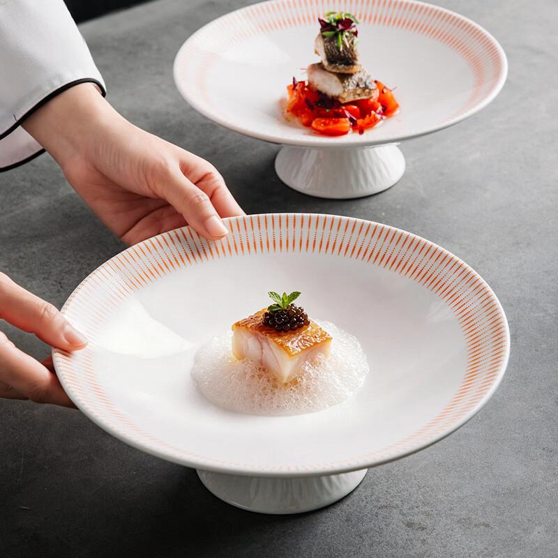 Chinese Ceramic High-Foot Deep Dish Plate