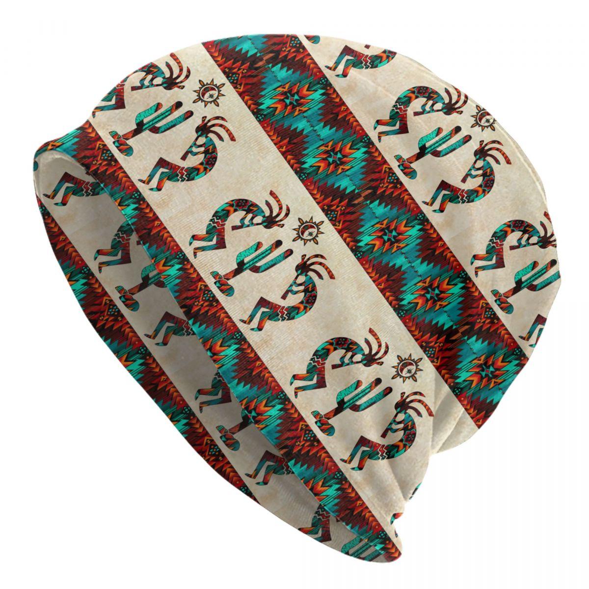 Custom Southwest Tribal Native American Kokopelli Bonnet Hat Knitted Hat Unisex Women Cool Unisex Warm Winter Beanies Cap Beanies Cap