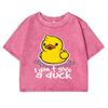 I Dont Give A Duck Funny Prints T-Shirt Washed Street Retro Short Sleeve Clothes Summer Fitness Crop Top