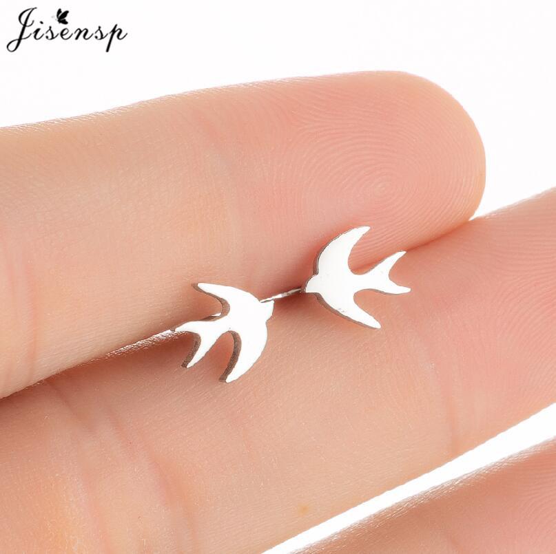 Multiple Mini Stainless Steel Bird Jewelry Earrings  Trend For Women Girls Cute Crane Parrot Bee Hummingbird Studs oorbellen