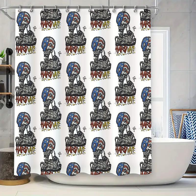 

Spooky Halloween Shower Curtain Gothic Horror Skull Bat Print Bathroom Decor Van Gogh Style Dark Aesthetic Home Decor W60H190(CM)-1 Pcs