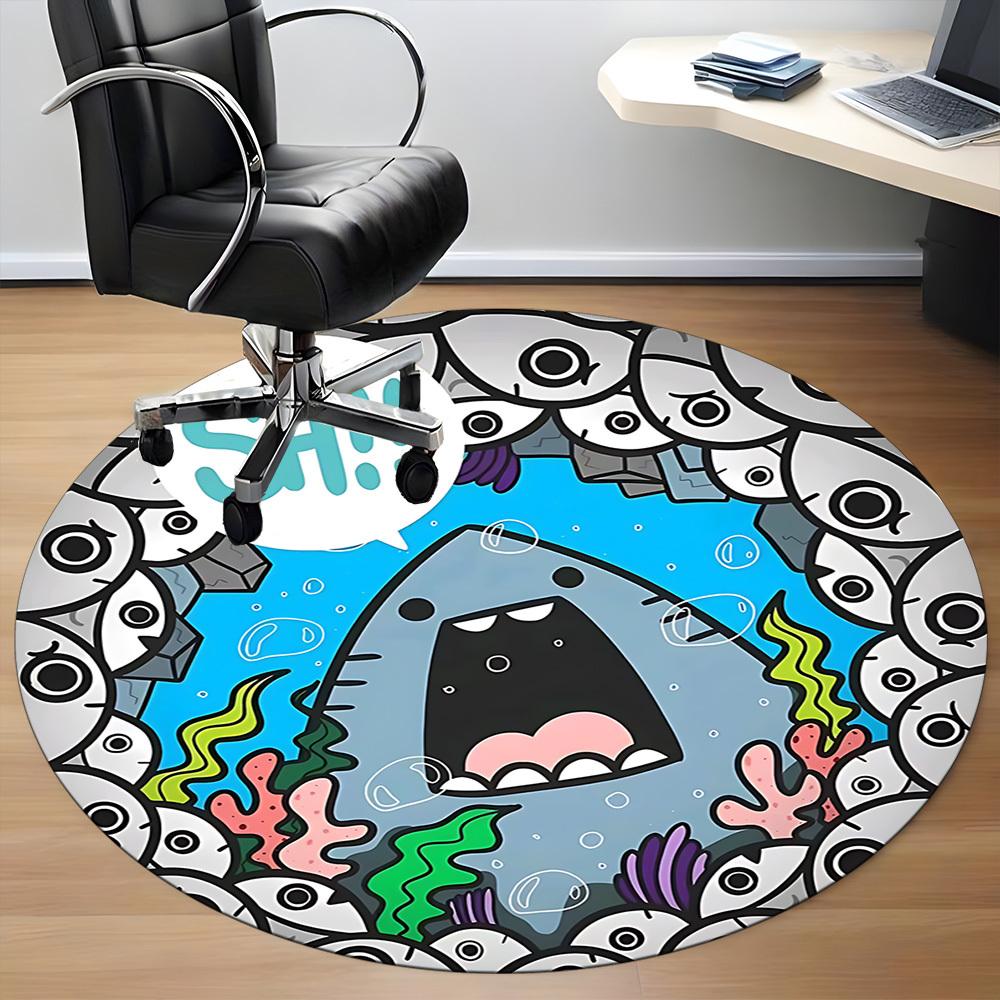 1pc Shark Eyes Office Round Area Rug, Indoor Mat Suitable ForOffice, Under Office Chairs Bedroom Living Room Home Decor, Room Deco,  n67