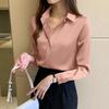 Simple Commuter Temperament Shirt Retro Hong Kong Style Long-sleeved Satin Women's Shirt Long-sleeved Elegant Blouse Commuter Shirt Spring Autumn