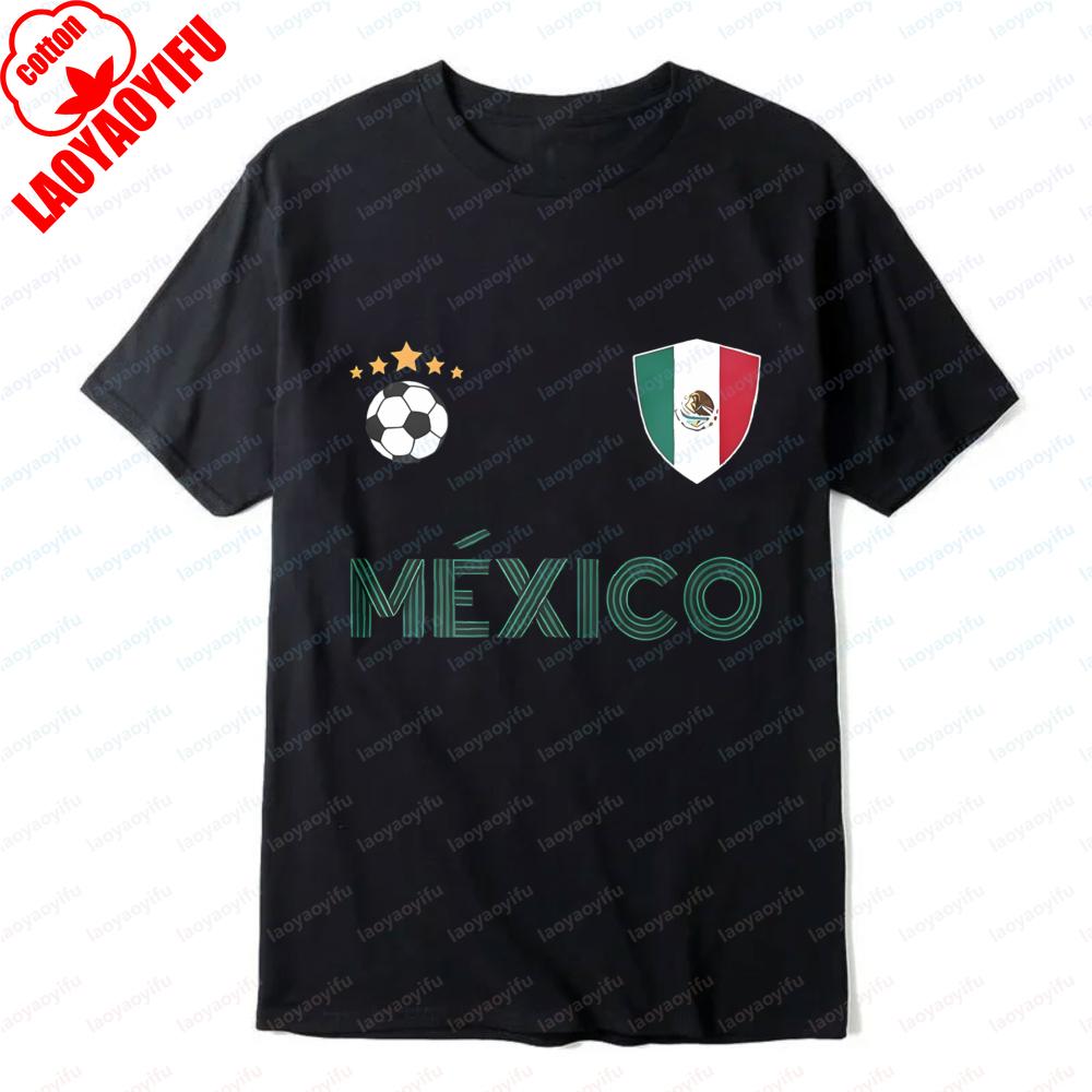 Mexico Football TShirt MÉXICO Print Mexican Fan Tops Sports Casual Attire Leisure Activewear Retro Trend Simple Mens Clothing