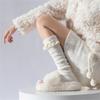 Women Fairycore Knitted Leg Warmers Calf Socks Japanese Sweet Bowknot Ruffled Lace Trim Leg Covers Boot Cuffs Stockings