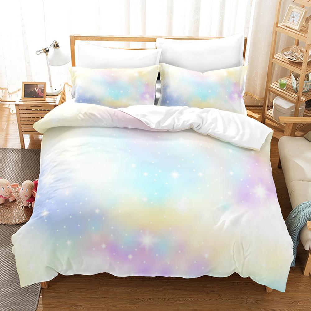 Cloud Sky Duvet Cover Set Pink Blue Cloud Rainbow Pattern King Queen Twin Full Size for Kids Boys Girls Polyester Bedding Set