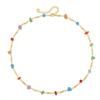 Boho Colorful Crystal Beaded Gold Plated Clavicle Necklace For Women