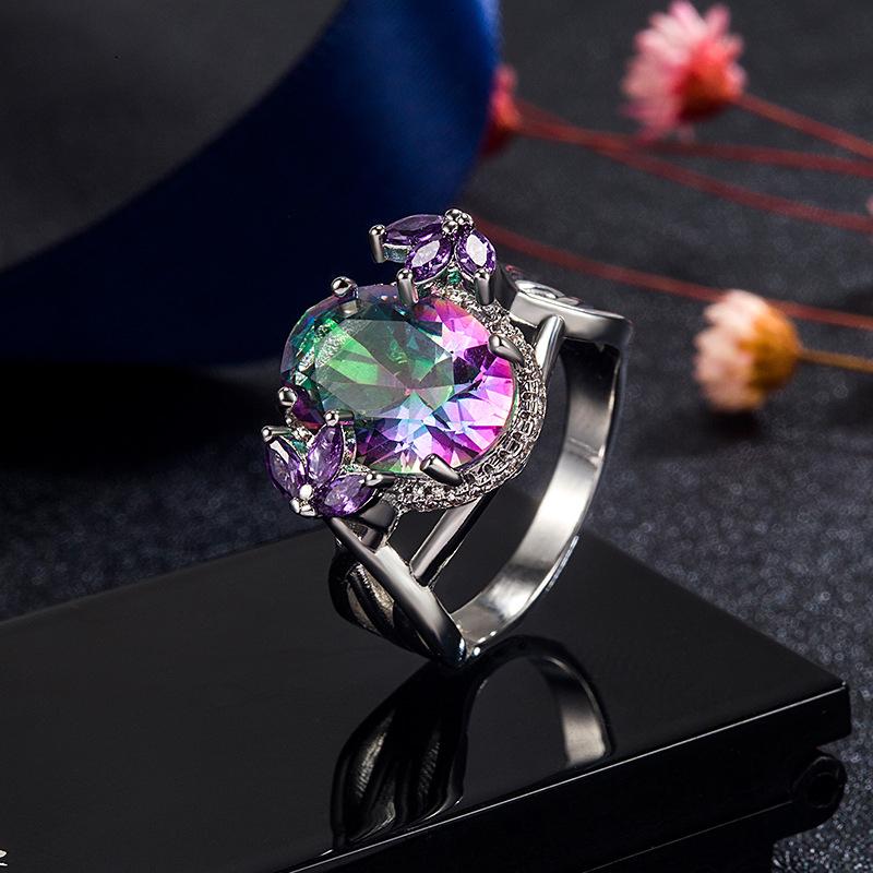 Lindon Classic Copper Alloy Zircon Ring Ladies Jewelry Wedding Promise Party Gift