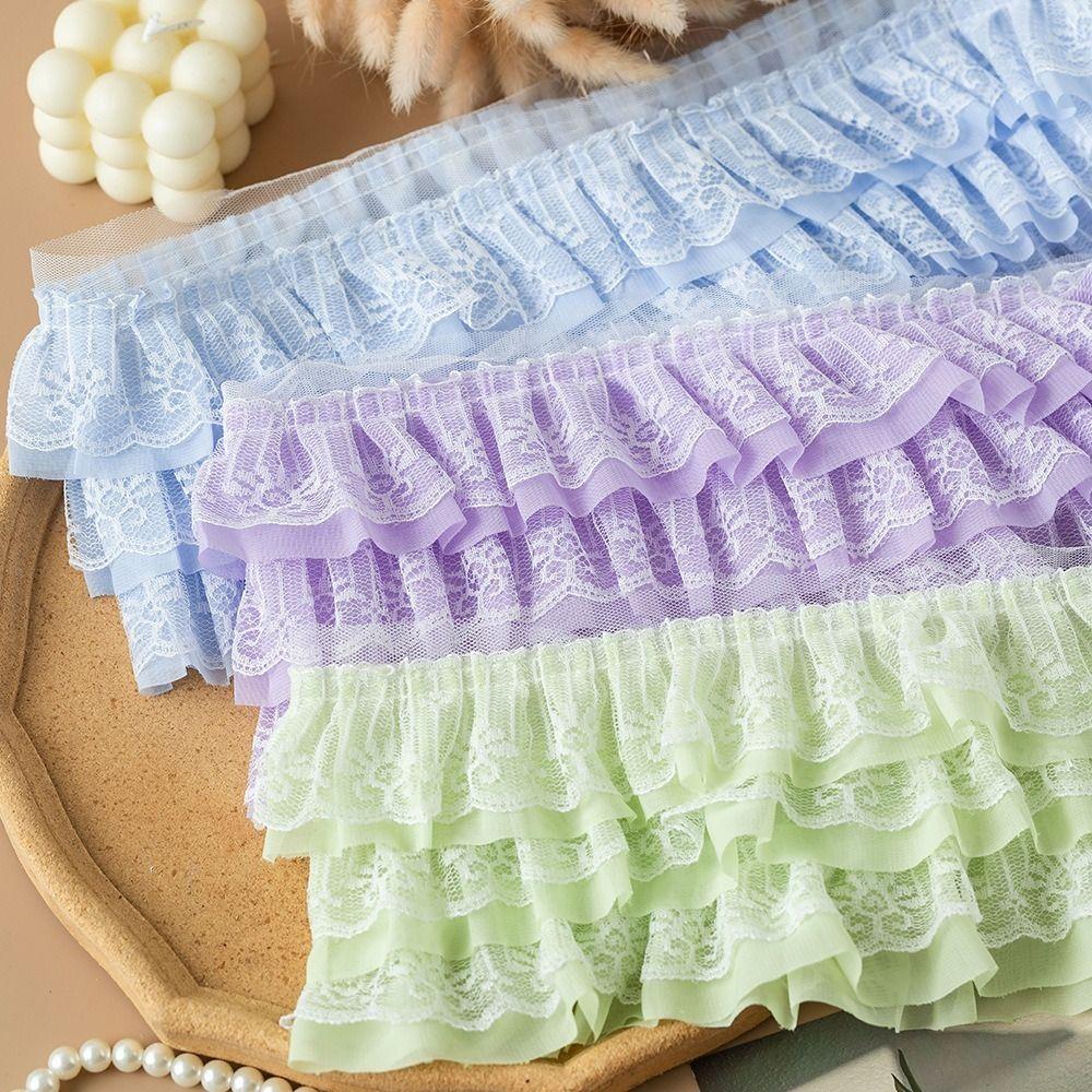 Třívrstvý vyšívaný volánkový lem 13 cm široký volánkový krajkový lem Oblečení Límec Šití Dekorace DIY