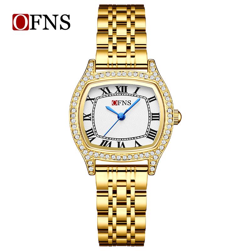 Retro Rhinestone Inlaid Roman Numerals Square Ladies Fashion Watch