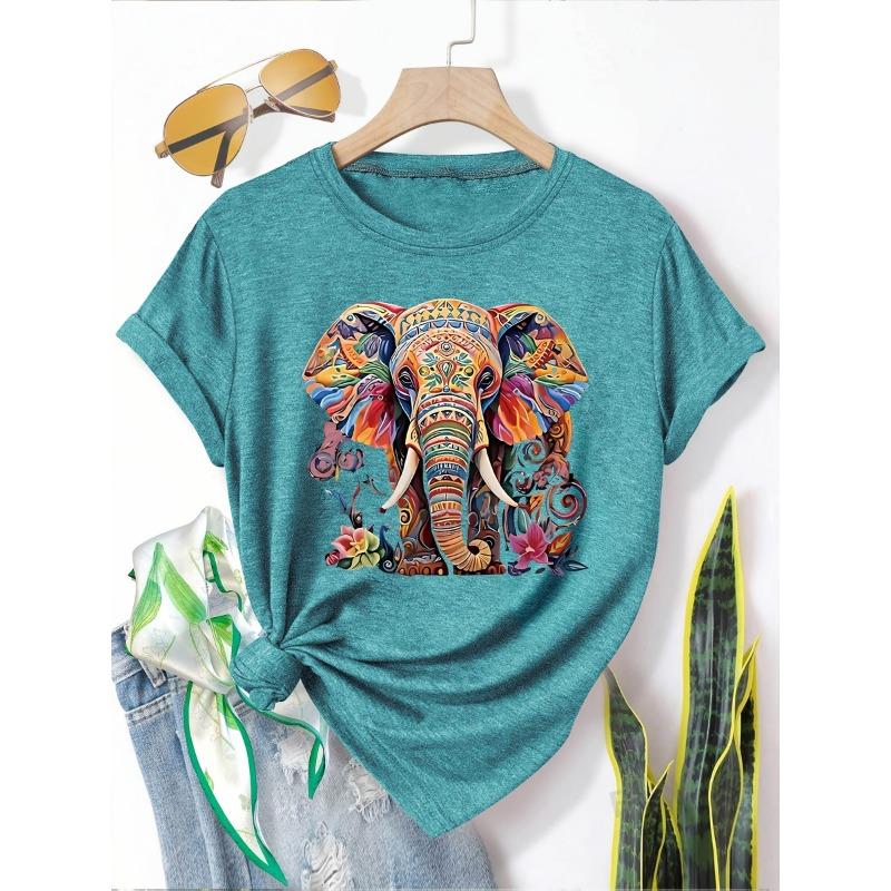 

Printed Fashion Retro Style Women s Spring, Summer and Autumn Casual Sports Style Tops Round Neck Short-sleeved T-shirts S
