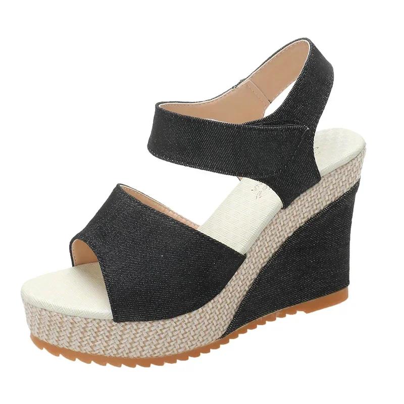 2024 High Quality Women's Shoes Plus Size Women's Sandals Peep Toe Dress Sandals Women New Round Toe Wedge Sandals