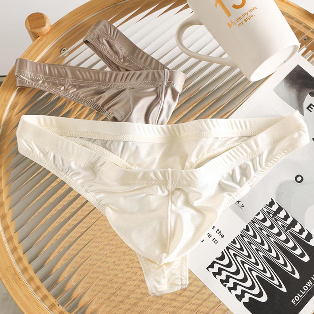 Men's Satin Ice Silk Breathable Thong Briefs