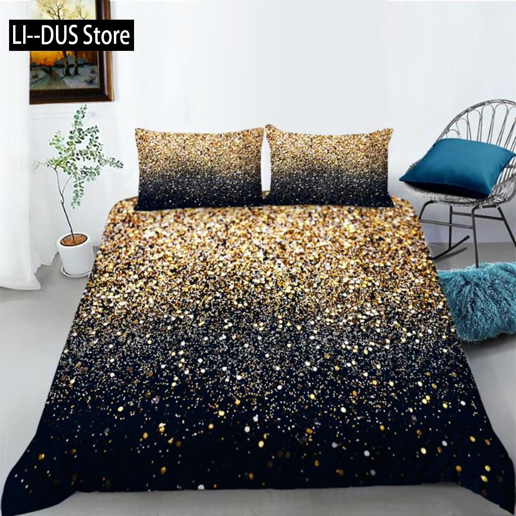

Блестящий пододеяльник, комплект постельного белья с блестящими розовыми золотыми звездами, комплект постельного белья для детей и девочек, милый стиль, двуспальный, размера «king-size», пододеяльник EU single(135x200cm)