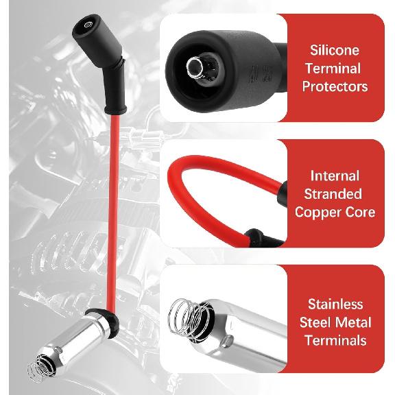 8PCS Spark Plug Wires Set, High Performance Spark Plug Wire Replacement, Automot