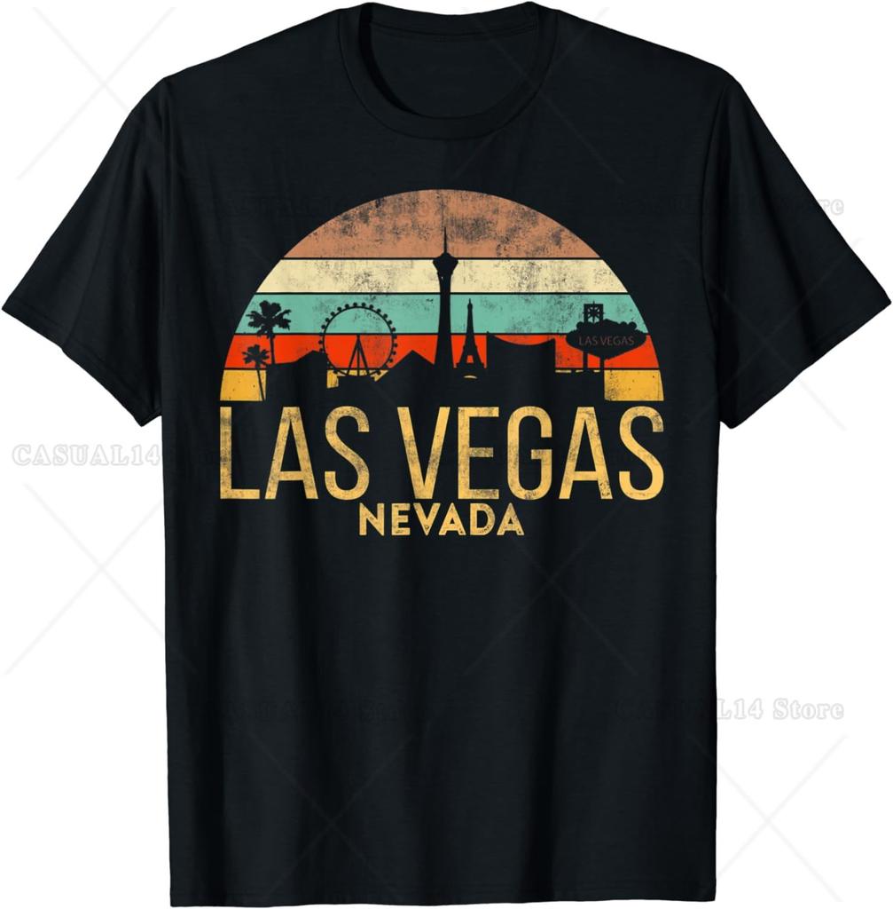 Vintage LAS VEGAS T Shirt Holiday Souvenir Gift Nevada City for Men Women Teens Travel Holiday Graphic T Shirts
