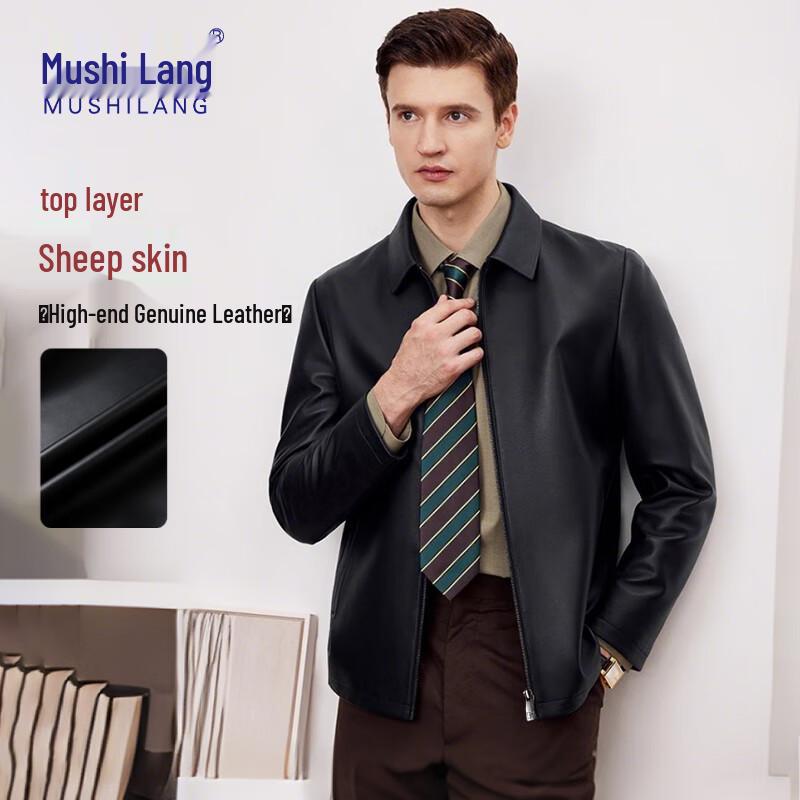 Mshilang Men s Genuine Sheepskin Leather Jacket L