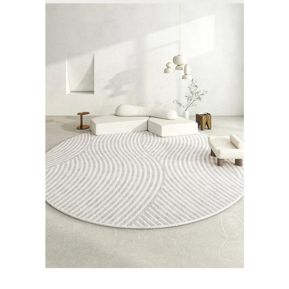 Fluffy Soft Round Lounge Rug Modern Simple Living Room Decoration Striped Carpet Home Anti-slip Mat Thicken Rugs for Bedroom