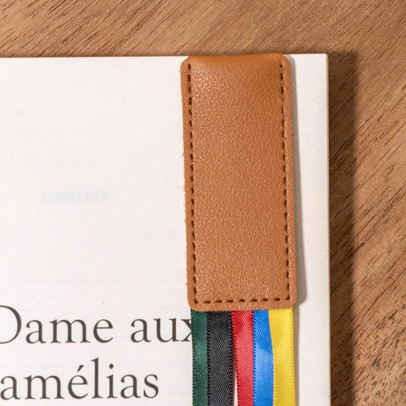 Colorful Ribbon Pu Leather Bookmark Reusable Delicate Ribbon Bookmarks Multi-Purpose Long Tassel Bookmark Student Stationery