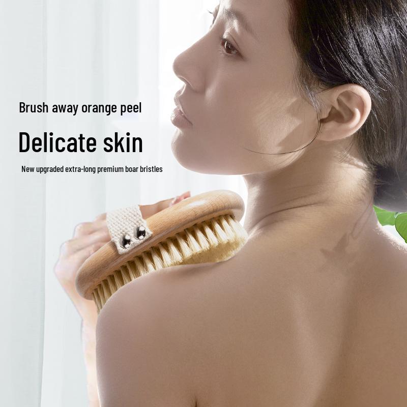 Boar Bristle Exfoliating Bath & Body Brush with Long Handle
