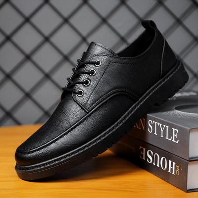 Leather Shoes Men'S Large Size Versatile Handsome Shoes Men'S Lace-Up Casual Teen British Black Small Leather Shoes