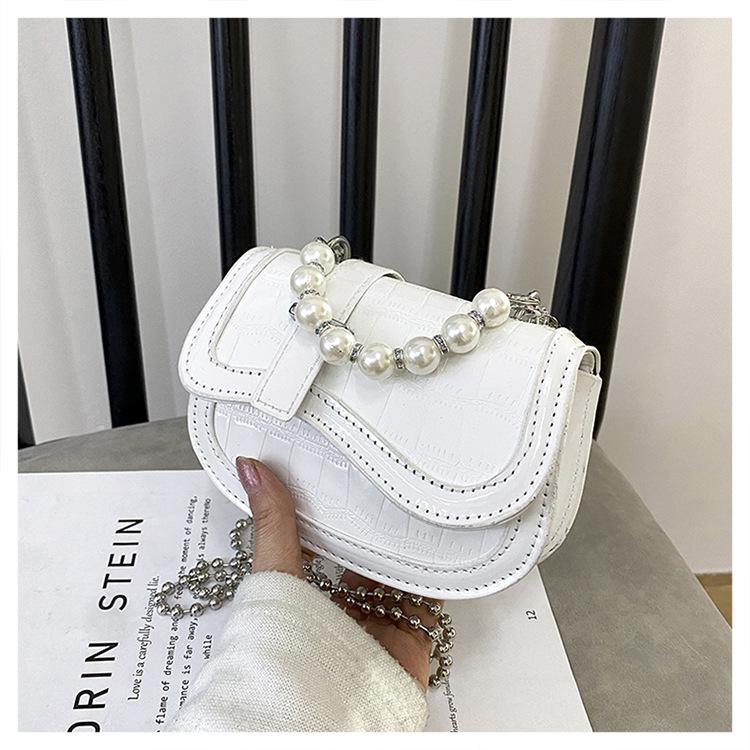 Stone Pattern 225 Summer New Fashion Simple Glossy Pearl Portable Shoulder Small Square Bag