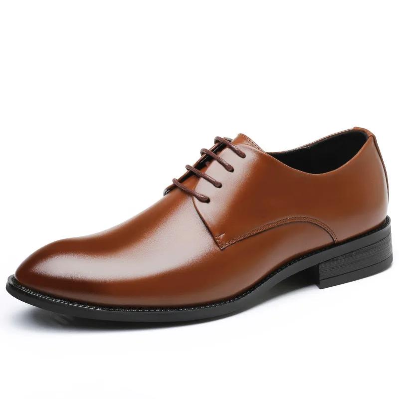 Luxury Men's Leather Shoes High Quality Business Formal Shoes Lace Up Oxfords Fashion Pointed Leather Shoe Wedding Shoes for Men