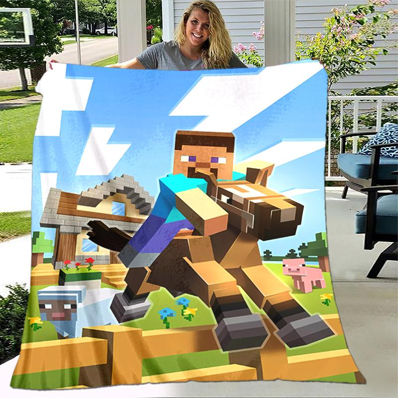1pc Blanket Minecraft5 Print Design, Lightweight Blanket for Sofa, Bed- Soft &Warm, Gift for All Seasons like Christmas, Halloween