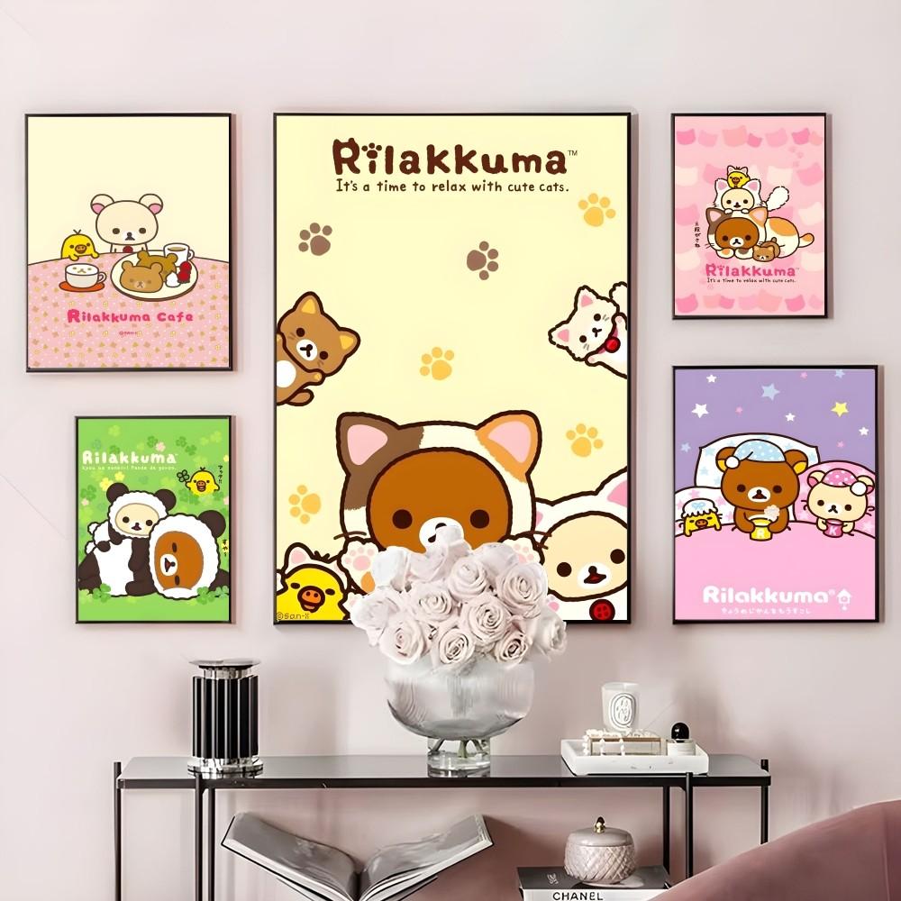 

Милый мультфильм R-Rilakkuma аниме постер липкая настенная художественная печать водонепроницаемый дом гостиная спальня бар прихожая эстетический декор 21cm×30cm NoFrame