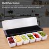 Plastic Seasoning Box with Cover 4/5/6 Compartment Trays Detachable Topping Station Pizza Ingredient Condiment Dispenser