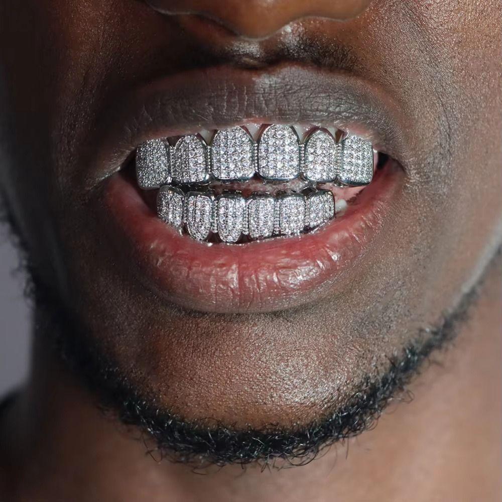 Removable Design Hiphop Teeth Grillz Top & Bottom Set Charm Teeth Grillz  Dental Crown