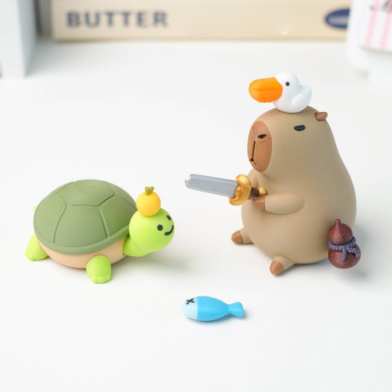 Kapibara Magnetisches Schreibtischornament 3D Gedrucktes Kapibara Modell Puppe Dekoration Delfin und Angelfigur Sammlerstück Geschenk