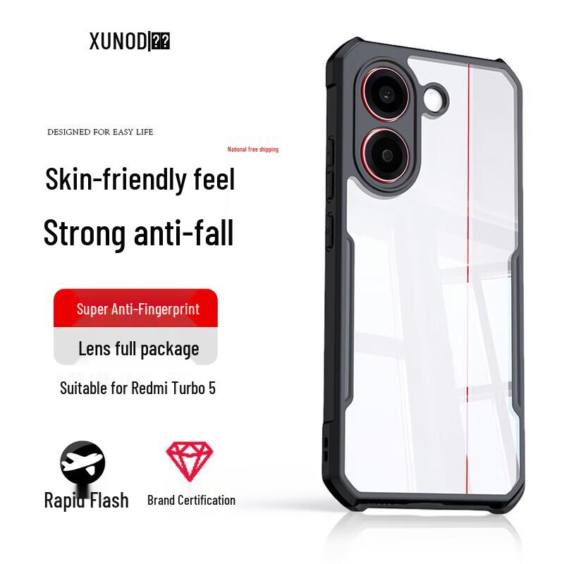 

Xundd Transparent Airbag Drop-Proof Case for Redmi Turbo 5 SGS Drop-Proof Certified, Full Lens Coverage