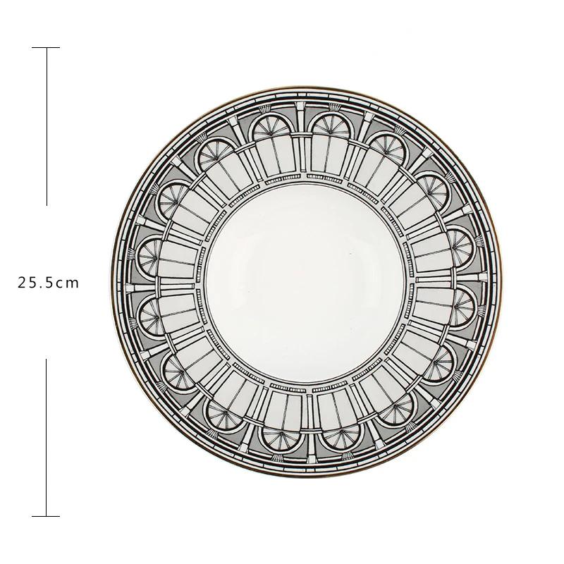 Nowy Styl Łabędzi Zamek Zastawa Stołowa Talerz Obiadowy Wysokiej Jakości Porcelana Kostna Ceramiczne Talerze Architektura Rzymska Filiżanka do Kawy