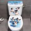 Swimming Little Penguin Toilet Sticker,Self-adhesive Waterproof,Bathroom Decoration Decal,Toilet Seat Cover Sticker