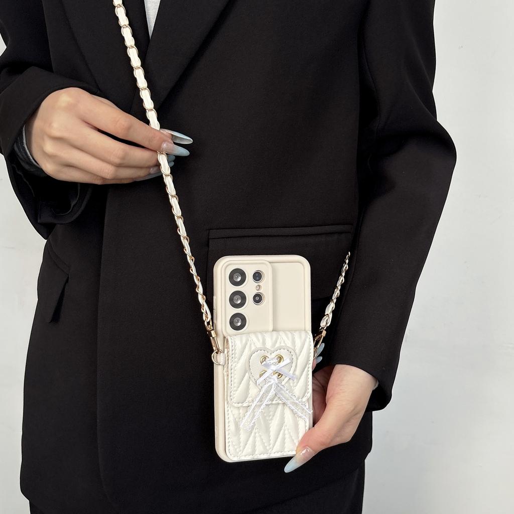 Crossbody Heart Wallet Card Holder Phone Case For Samsung Galaxy S26 Ultra S25 Edge S24 S22 S23 S21 FE Note 20 PU Leather Cover