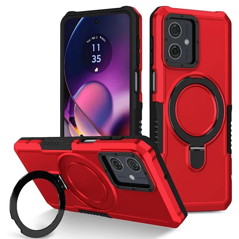 Etui odporne na wstrząsy do telefonu Motorola G84 G54 Armor Phone Cover z obrotowym pierścieniem podtrzymującym do Moto E32 E13 G22 G24 G34 G04 5G G14 E14